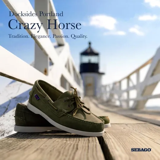 Sebago Docksides Portland Crazy H MokassinsHomme 44 EU Vert Green Military 909
