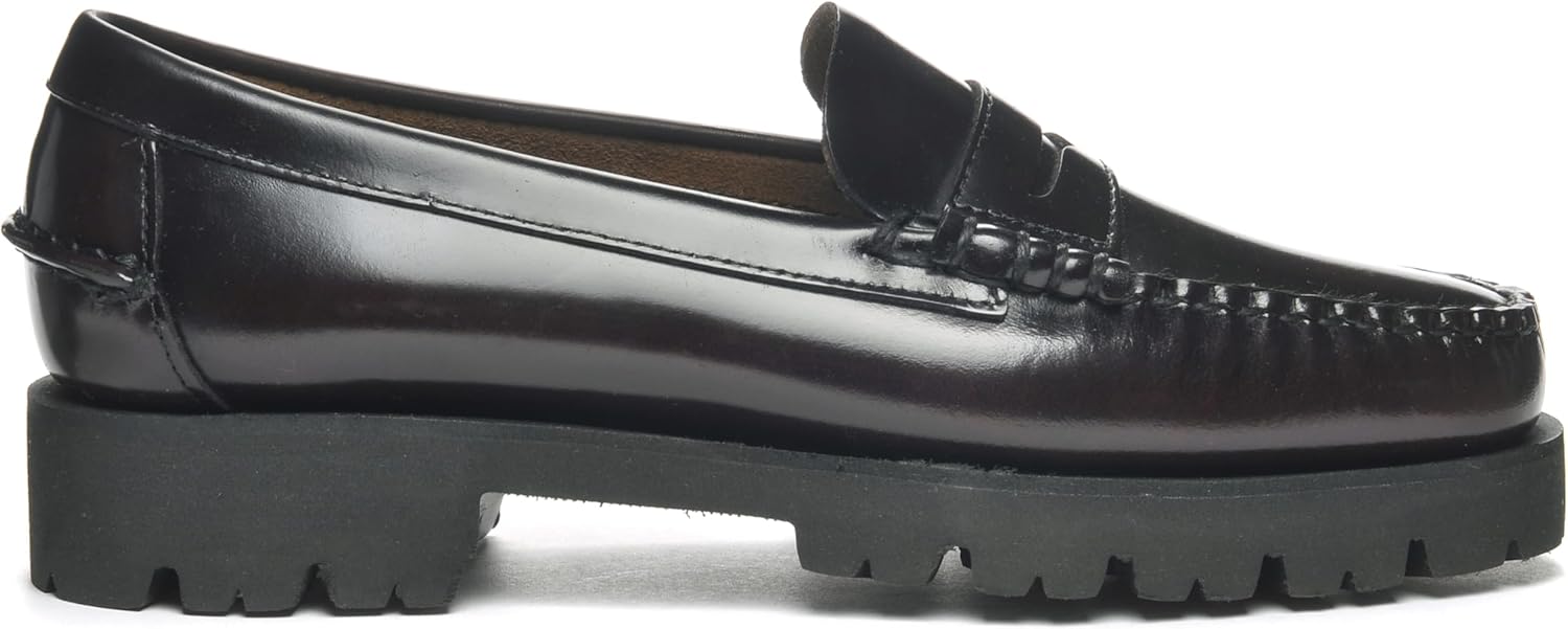 Sebago Dan Lug Cuir Femme Burgundy