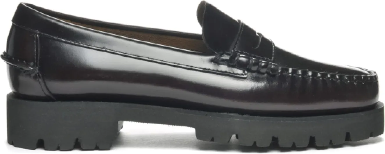 Sebago Dan Lug Cuir Femme Burgundy
