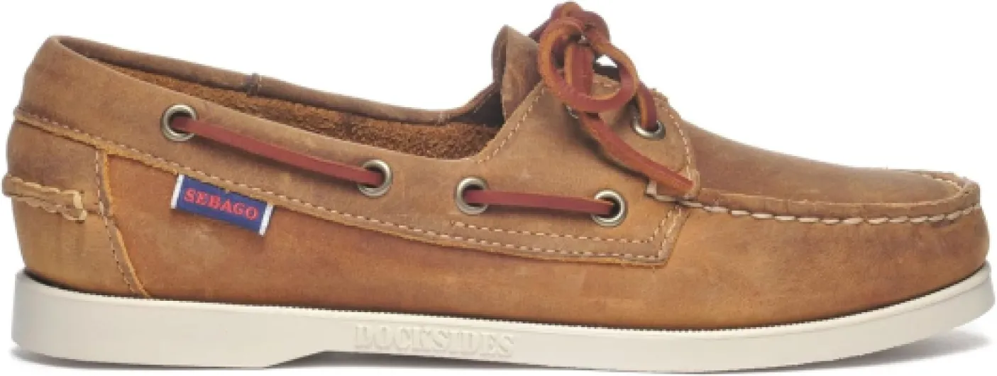Sebago Dockside Portland Leather Womens Slip on Shoes 37 EU Marron Tanin