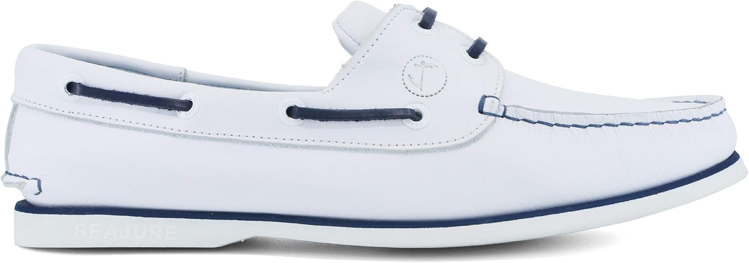 Chaussures Bateau pour Femme Sauvage Cuir Blanc et Bleu Marine 41 EU Blanc et Bleu Marine