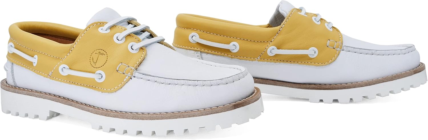 Chaussures Bateau pour Femme Quirimbas en Cuir Jaune et Blanc 40 EU Jaune et Blanc