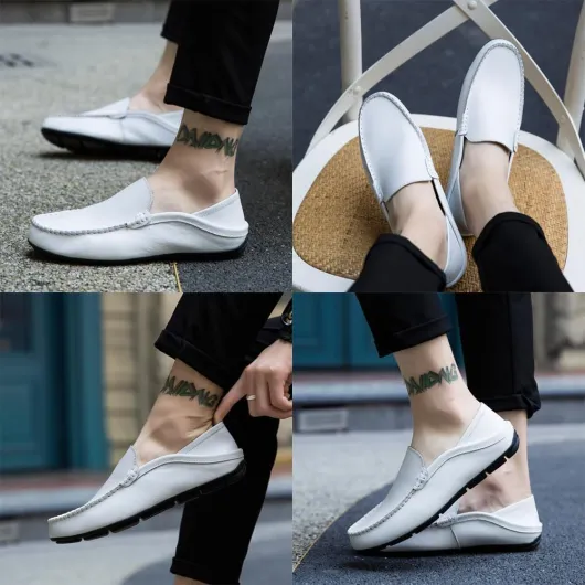 Mocassins Homme Cuir Slip on Penny Loafers LéGèRes Confort Chaussures de Conduite Plat Chaussures de Décontractées EU 39-EU 47 45 EU Blanc